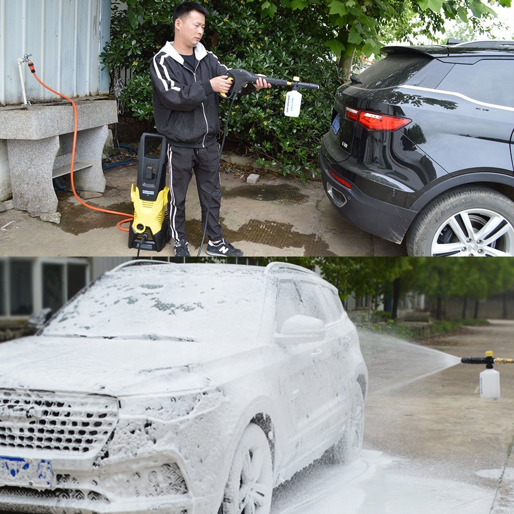 High Pressure Washer Power Washer DIY Foam Cannon Snow Foam Lance Foam Gun with Optional Adapter & 1L Soap Tank