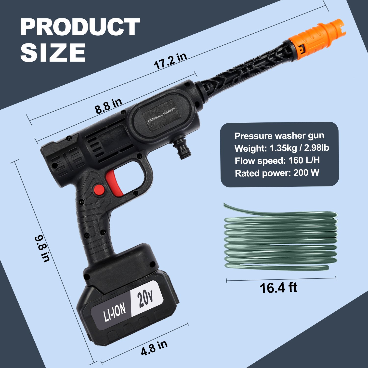 20V Lithium Battery Cordless High Pressure Car Washer