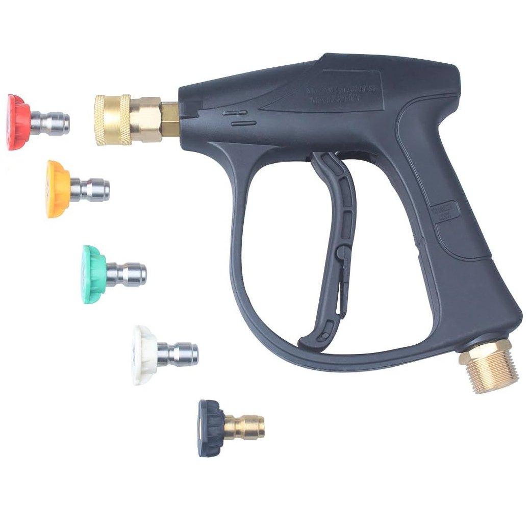 Short High Pressure Car Washer Gun High Pressure Washer Trigger Guns 3000 PSI High Pressure Washer Short Spray Gun Nozzle Tips