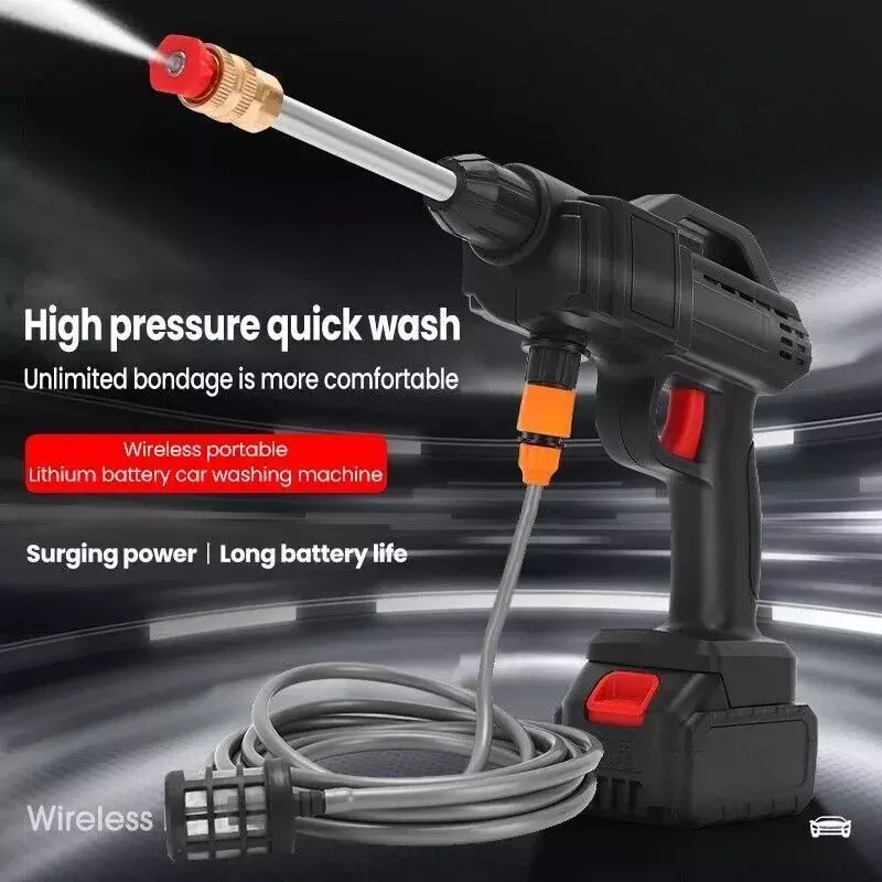 Portable Powerful Cordless Water Spray Gun 24v Lithium Cordless Wireless Car Wash Water Jet Foam Gun Car Washer