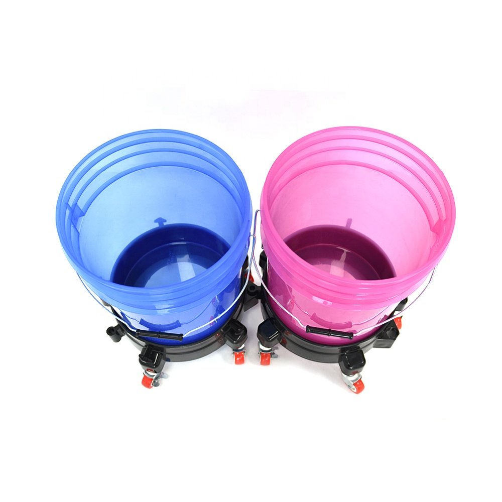 Plastic Bucket Dolly With 5 Wheels and 2 Locking Casters For Easy Car Washing