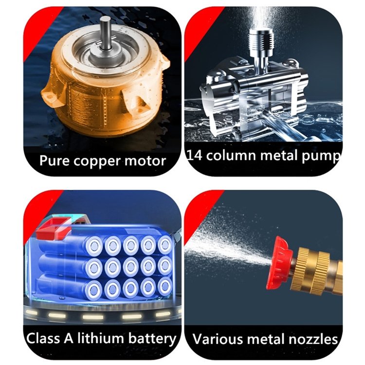 Pure Copper Motor Water Spray Gun Super Quick Cleaning Car Wash Machine Automatic High Pressure Small Car Washer for outdoor