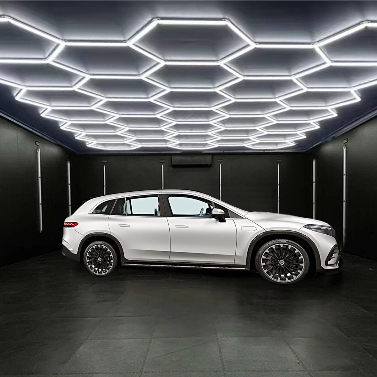 Factory Direct Sale Hexagonal 14 Grid Ceiling Detail Honeycomb LED Light for Bar Car Wash Station Garage Ceiling Commercial Auto