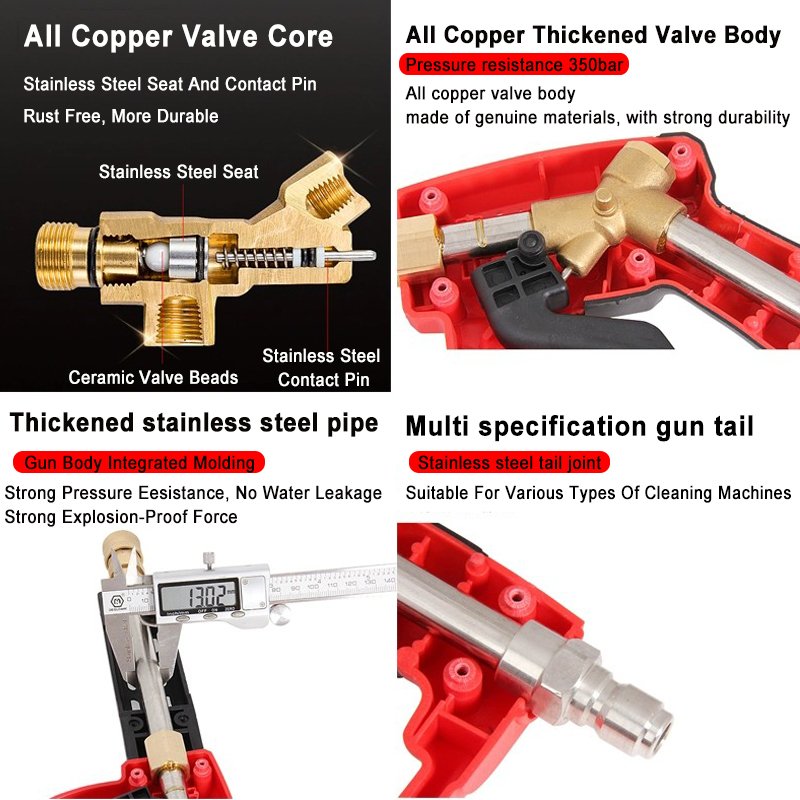 Lingzhen High Pressure Short Washer Gun M18 Quick Connector 5000PSI Car Washer Gun for Car Cleaning