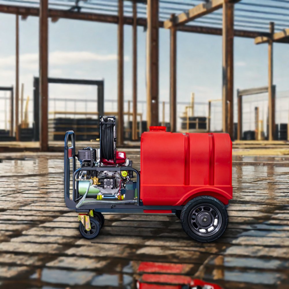 New Mobile Pressure Washer Trailer with Easy-to-Use Short Gun High Pressure Cleaner Core Components-Pump and Motor