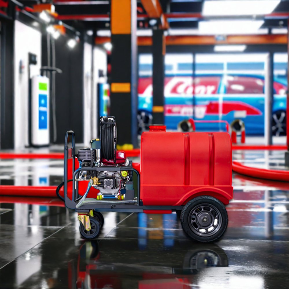 New Mobile Pressure Washer Trailer with Easy-to-Use Short Gun High Pressure Cleaner Core Components-Pump and Motor