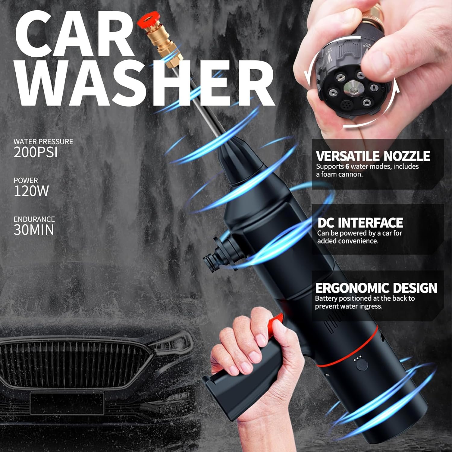 15000Mah Car Wash Cleaning Kit 5 In 1 Multifunctional High Pressure Car Washer Wet And Dry Vacuum Cleaner For Cars