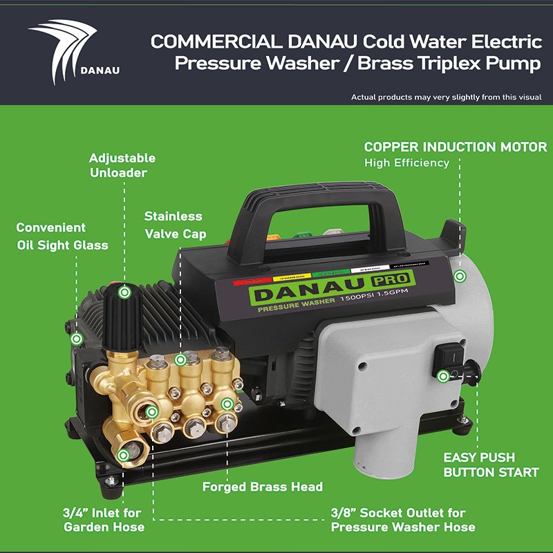 DANAU 1460PSI 101BAR 120V Commercial Portable Hand Held Electric Power High Pressure Water Cleaner Car Washer