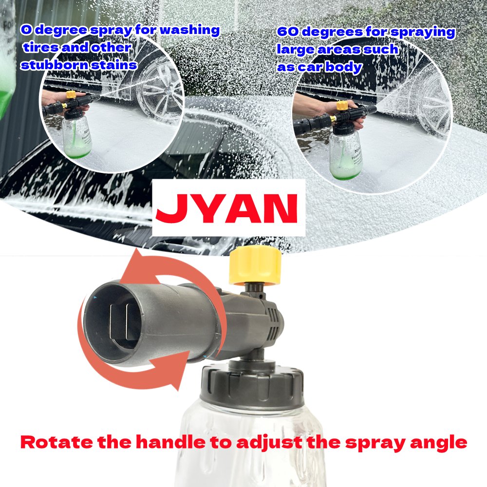 Foam Cannon 1000 ML Transparent Bottle Snow Foam Lance Washer kit, Pressure Car Washer Accessory with 1/4 inch Quick Connect