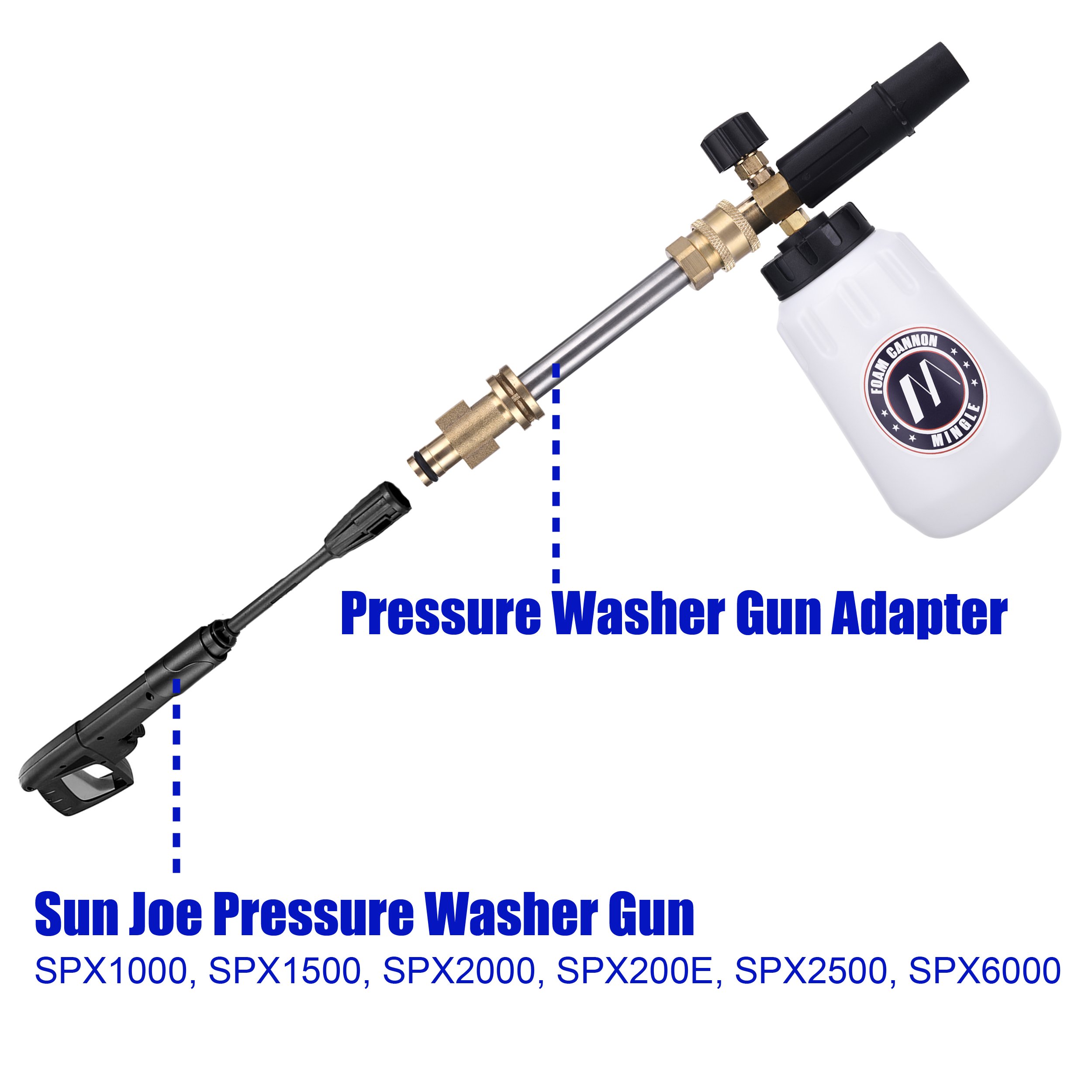 Snow Foam Cannon With Gun Adapter Carwash Cannon Foam Blaster Nozzle Gun For Car