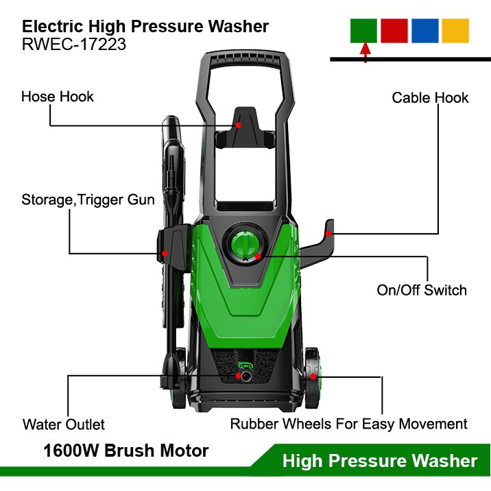 1600W Electric Power High Pressure Washer Pump Home Car Cleaner Cold Water Jet Car Washer Machine Portable Pressure Cleaners