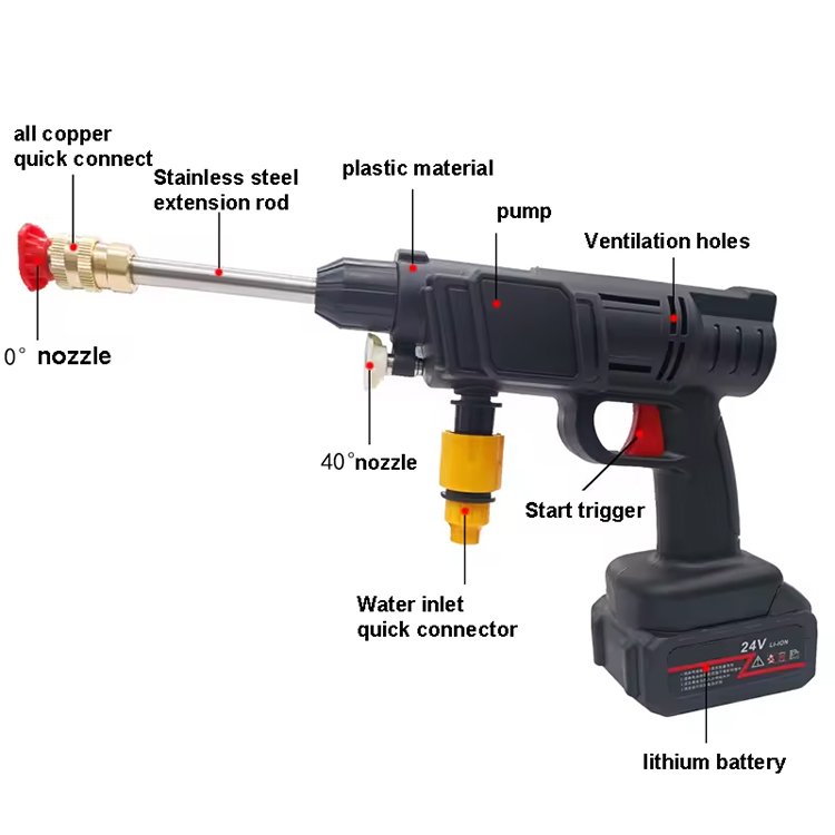21v 48v high pressure washer touchless car wash hidrolavadora portable Plastic Car Washing Gun