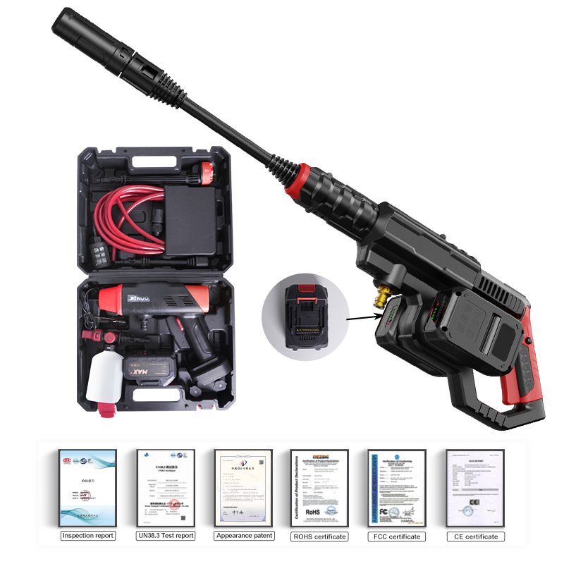2024 The Newest Style Wireless Portable Brushless Pump 21V With Two Battery Packs Car Washer Gun