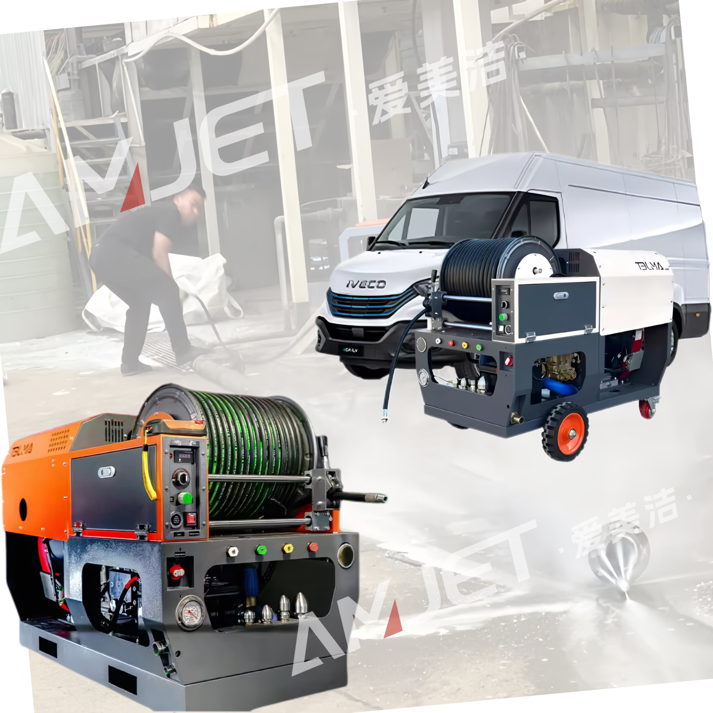 AMJET 200bar -65lpm high-pressure cleaning machine, high-pressure water jet cleaning machine for ships