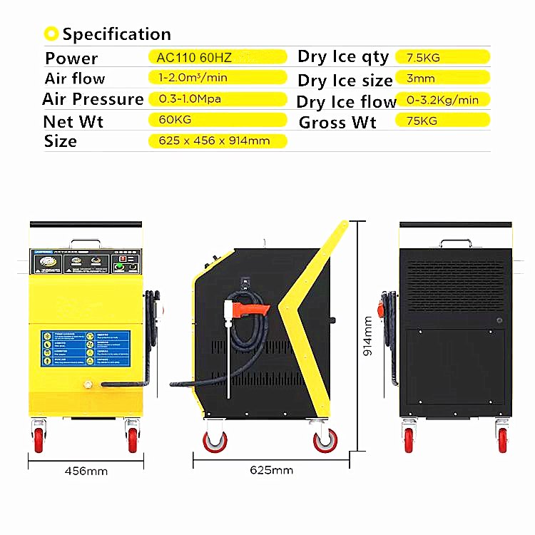 110V Efficient Eco-friendly Pressure Solid Carbon Dioxide Dry Ice Cleaning Machine Car Washer Car Detailing Supply