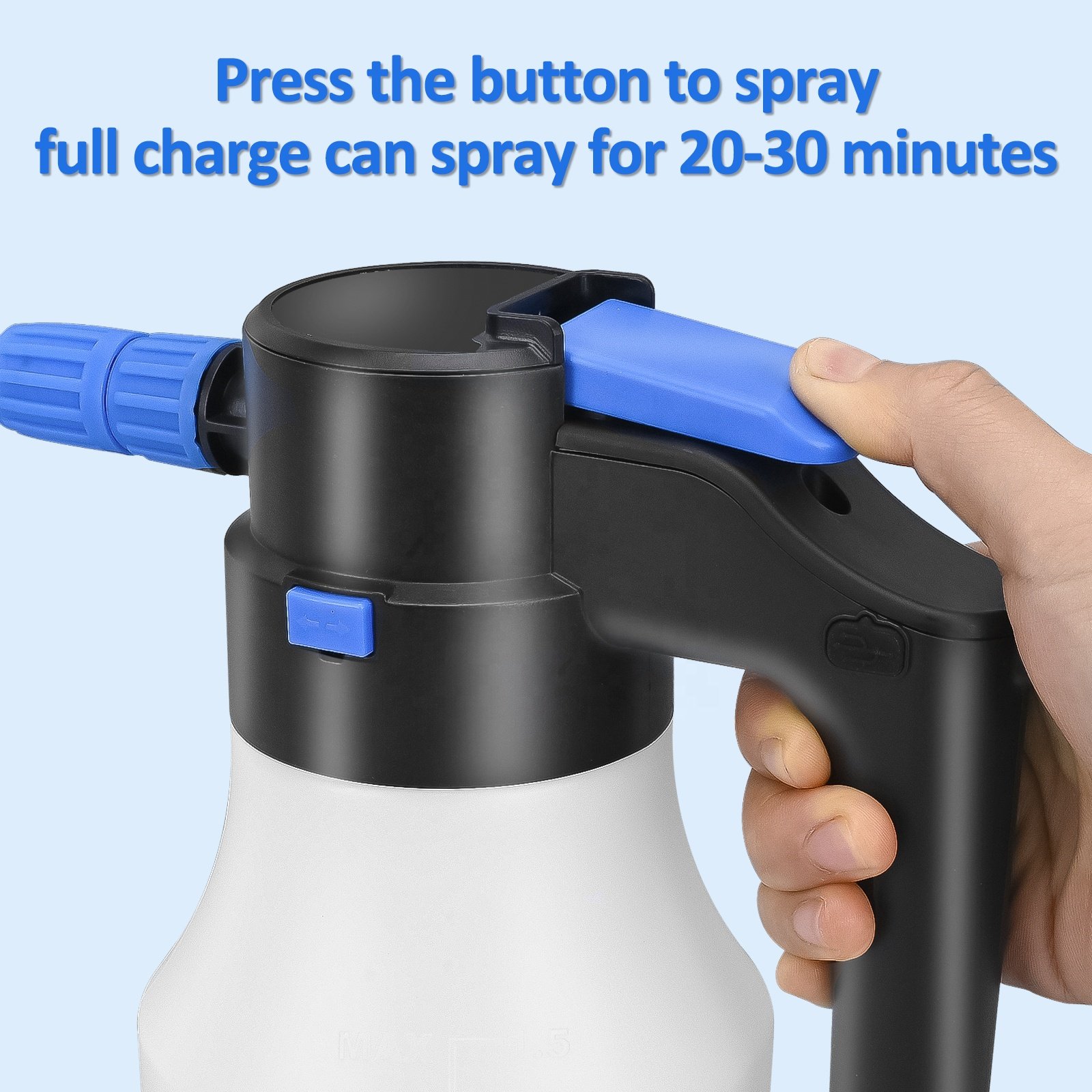 Lithium-Battery Foam Sprayer Snow Foam Nozzle 1.5L/ 48 oz Transparent Foam Bottle for Car Wash Window Cleaning