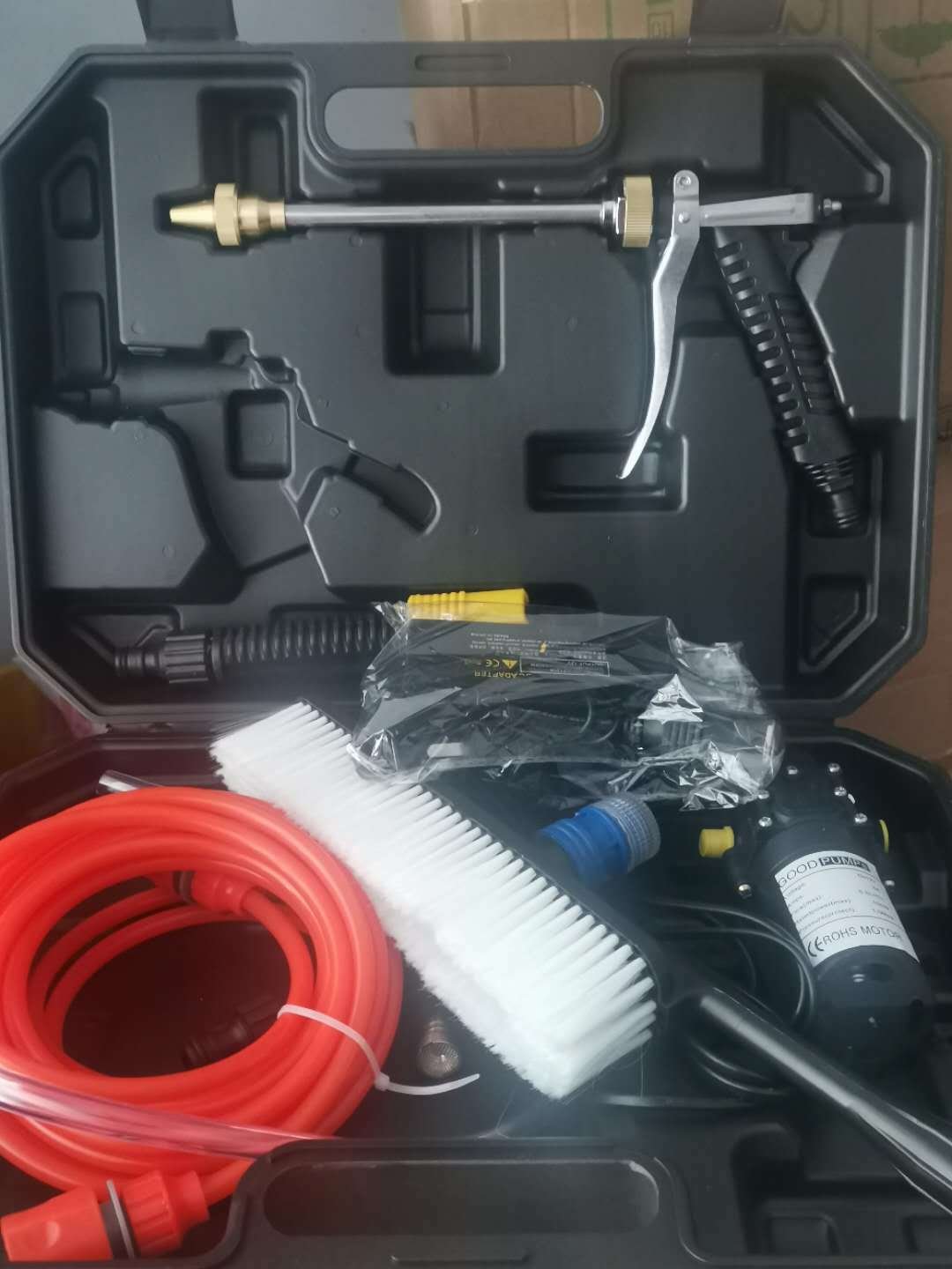 High pressure portable electric self-priming car vehicle washer wash machine tool kit box