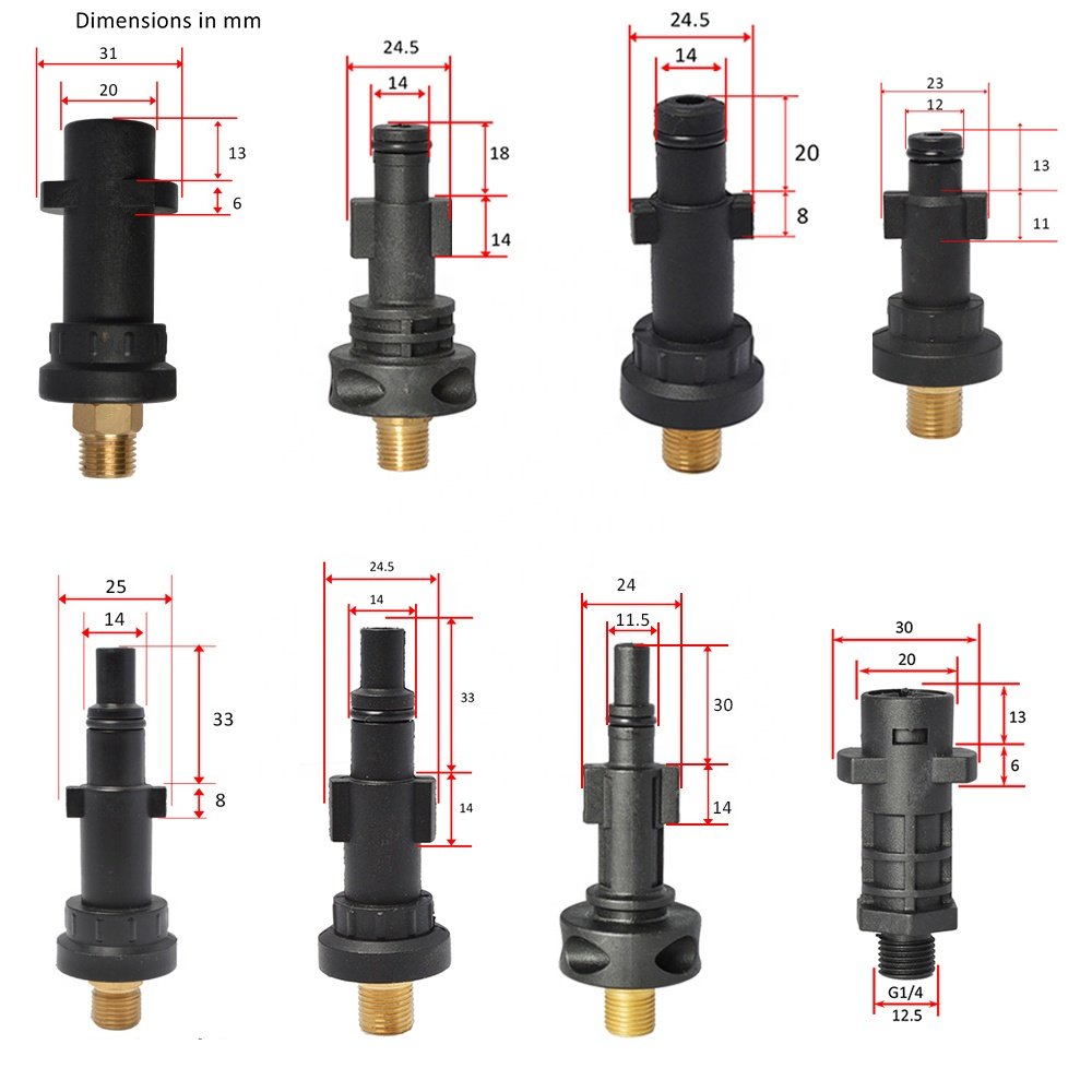 High Pressure Car Washer Snow Foam Lance Adapter Foam Cannon Foam Nozzle Adapter Soap Spray Gun Wand Connector 1/4"
