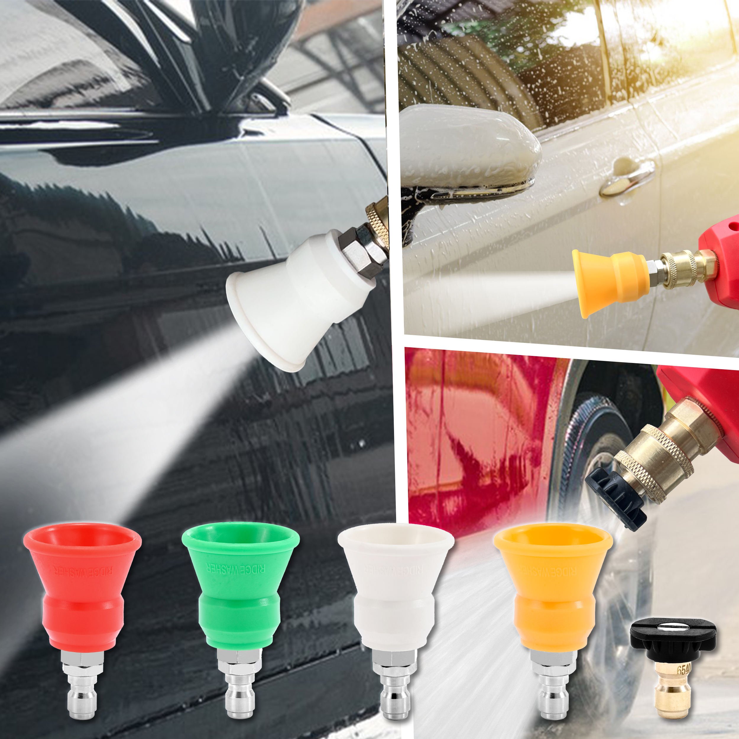 NBT Top Quality 1/4" Quick Connector Pressure Washer Spray Nozzles With Rubber Protective Covers
