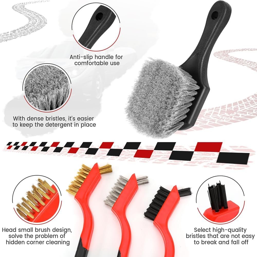 Zhenda Customized Detail Brush car washer Cleaning Kit car Care Wash Detailing Brush 12pcs car Care Cleaning Kit
