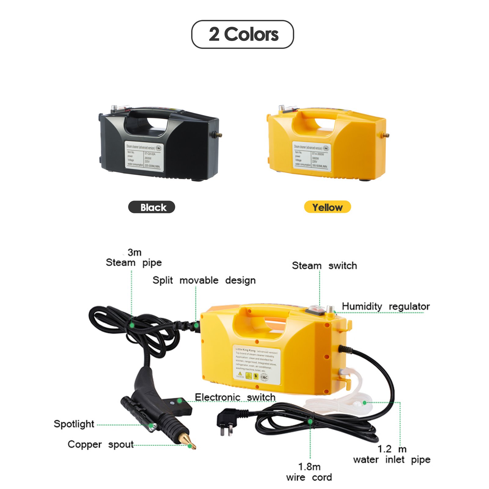 Multifunction Car Interior Carpet Pressure Kitchen Stainless Automatic 2 in 1 Vapor Cleaning Steam Cleaner
