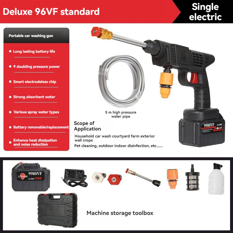 Cordless Electric Automatic Cleaning Washing Water Jet Rechargeable Automatic Water Gun High Pressure Portable Car Washer Gun