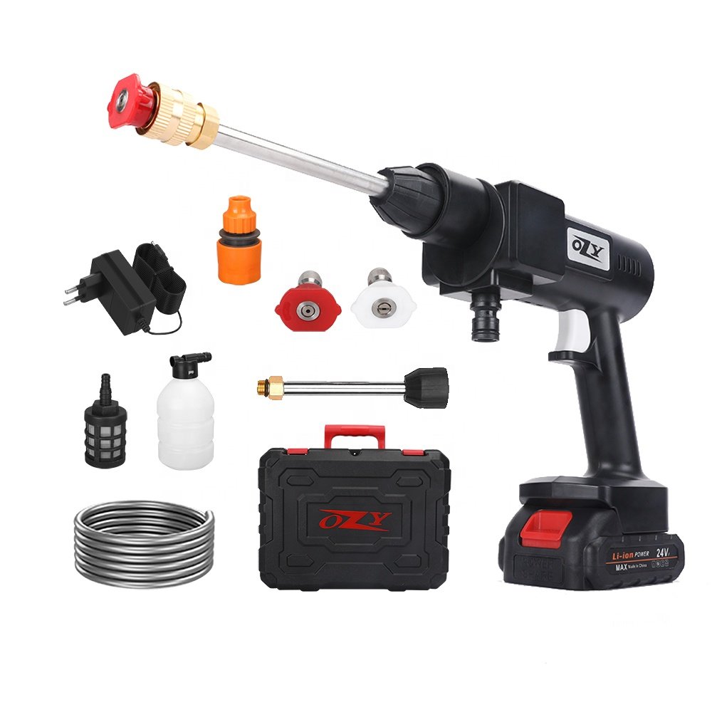 24v Portable Rechargeable Wireless Household High Pressure Water Car Washer Gun