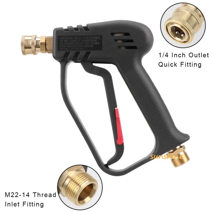 4000PSI Pressure Washer Gun Replacement M22 Inlet Compatible with Snow Foam Cannons 1/4 Quick Connector