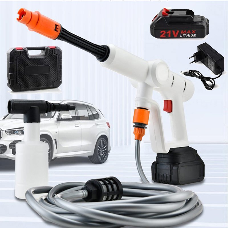 High Quality White Car Washer Cleaner Cleaning Tool Electric Sprayer Rechargeable Durable Battery Cordless Pressure Washer Gun