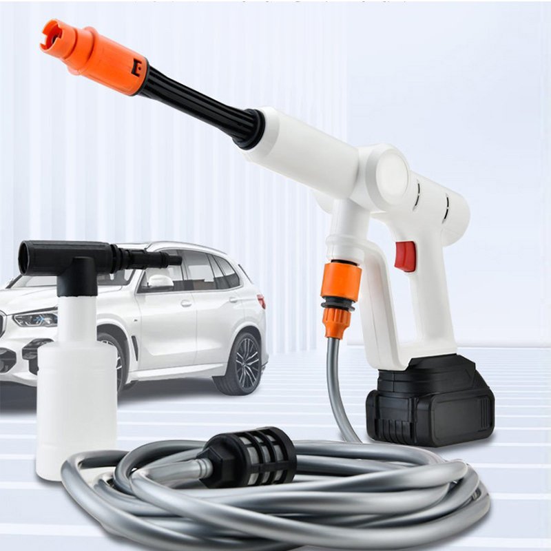 High Quality White Car Washer Cleaner Cleaning Tool Electric Sprayer Rechargeable Durable Battery Cordless Pressure Washer Gun
