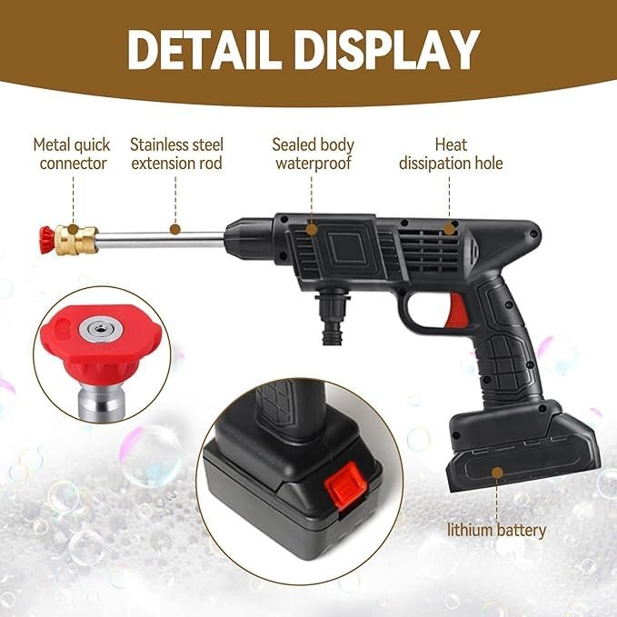 Portable 24v 48v Wireless Auto Cleaning Kit Foam Gun Car Wash Spray High Pressure Electric Car Washer Gun 24V