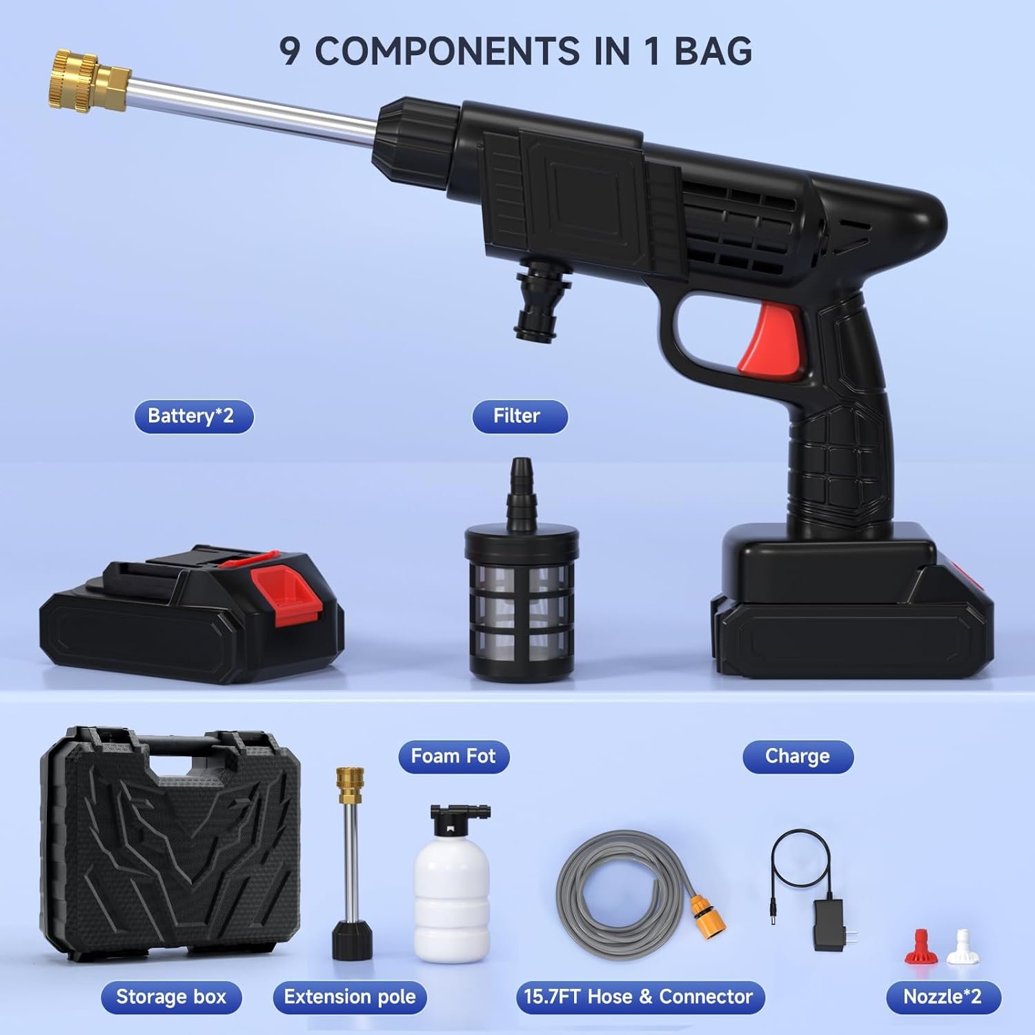 48V Cordless Lithium Battery Portable Car Pressure Washer Car washing guns Car Washer can Spray Water Gun