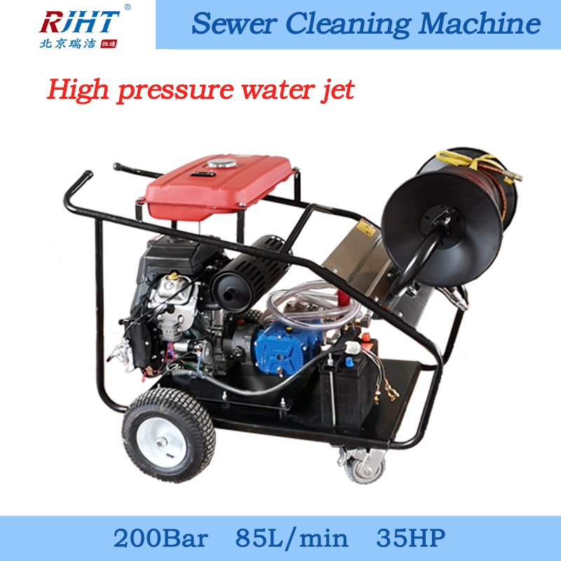 2900PSI 85LPM Diesel AR Pump Sewer High Pressure Washer Water Jet Cleaner Gun for 800mm Pipeline Drain Cleaning Machine