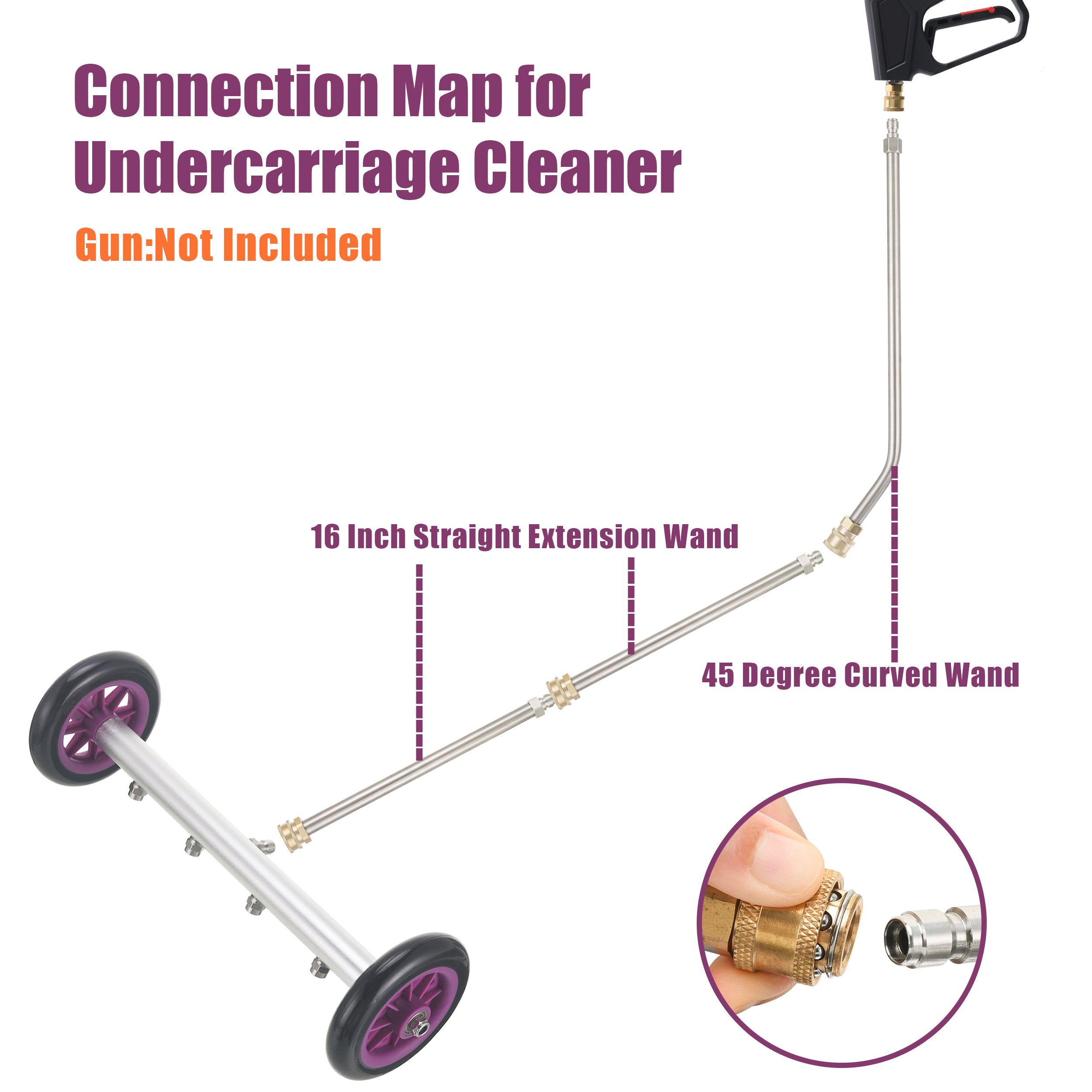 Pressure Washer Undercarriage Cleaner 4000 Psi Under Car Washer Water Broom Chassis cleaner Undercarriage Car Washer