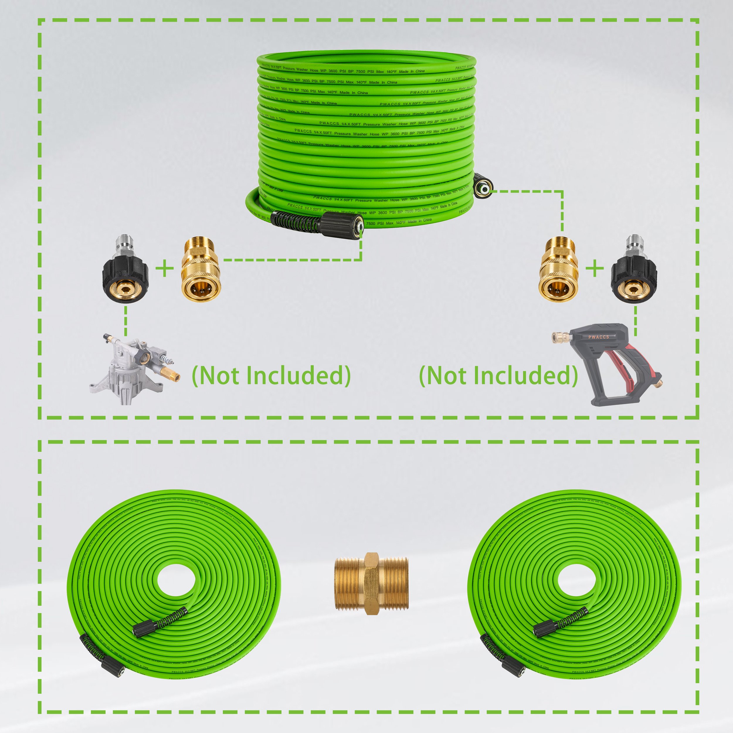 Universal 3600PSI Pressure Washer Extension Hose Power Wash Hose Pressure Washer Hose For Car Washing