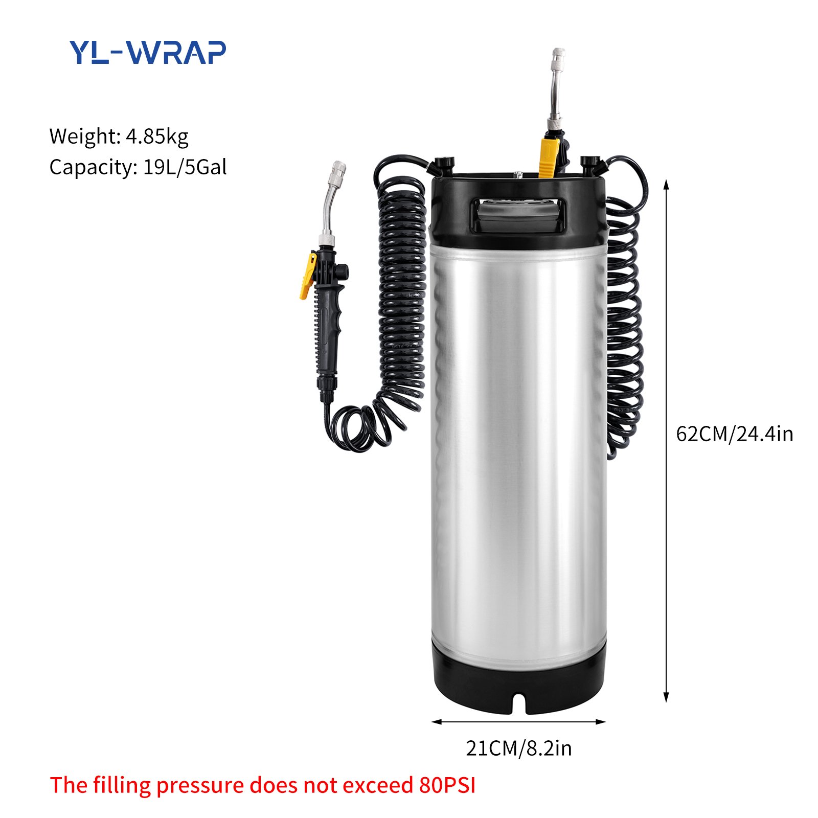 19L PPF keg Transparent Film Wrap ppf High Pressure Sprayer Tank Window Tint Keg Car Wash Tank For PPF Film