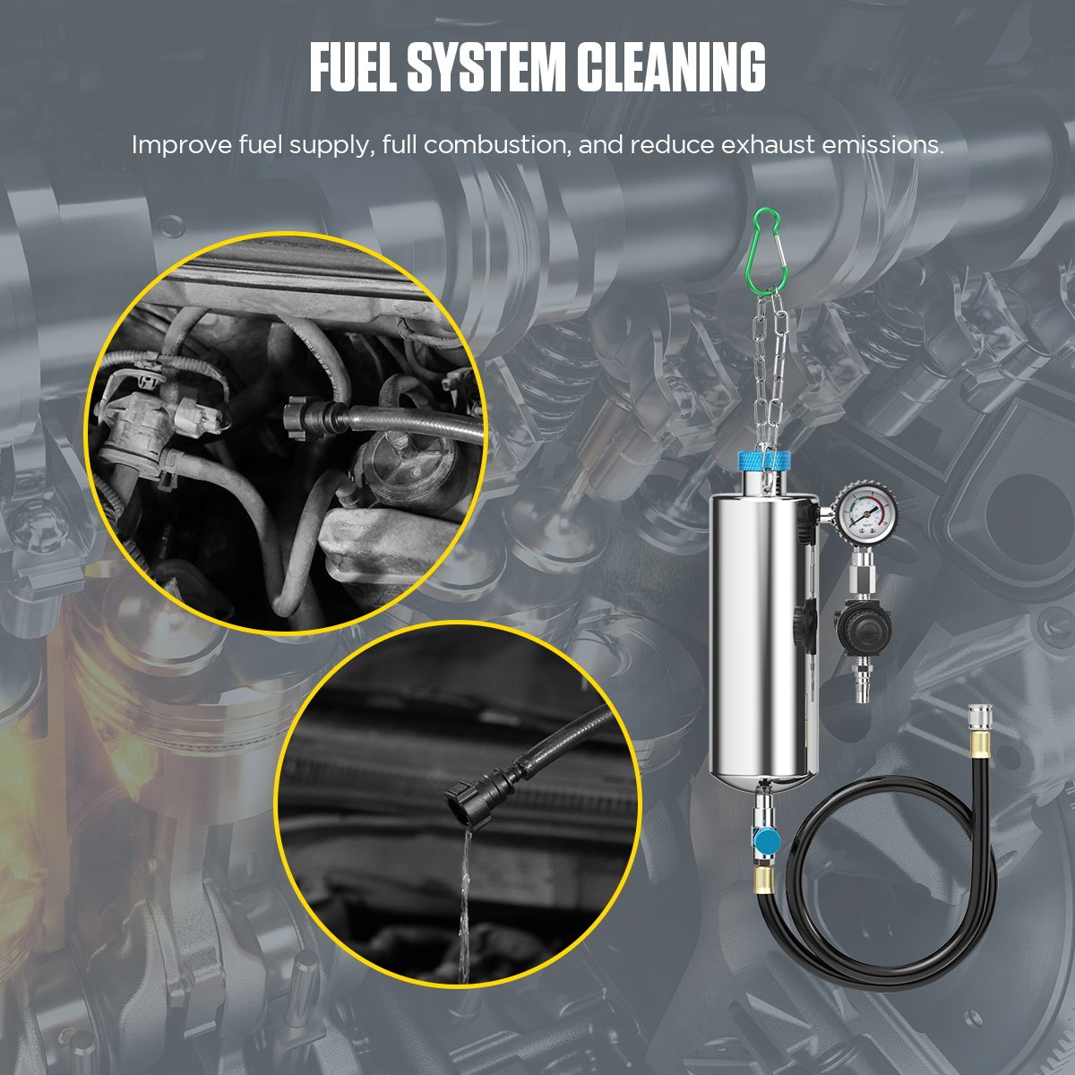 AUTOOL C80 Car Washer Non-Dismantle Auto Fuel Cleaning Machine with Tool Adapter for All EU Asia USA Cars & Light Trucks