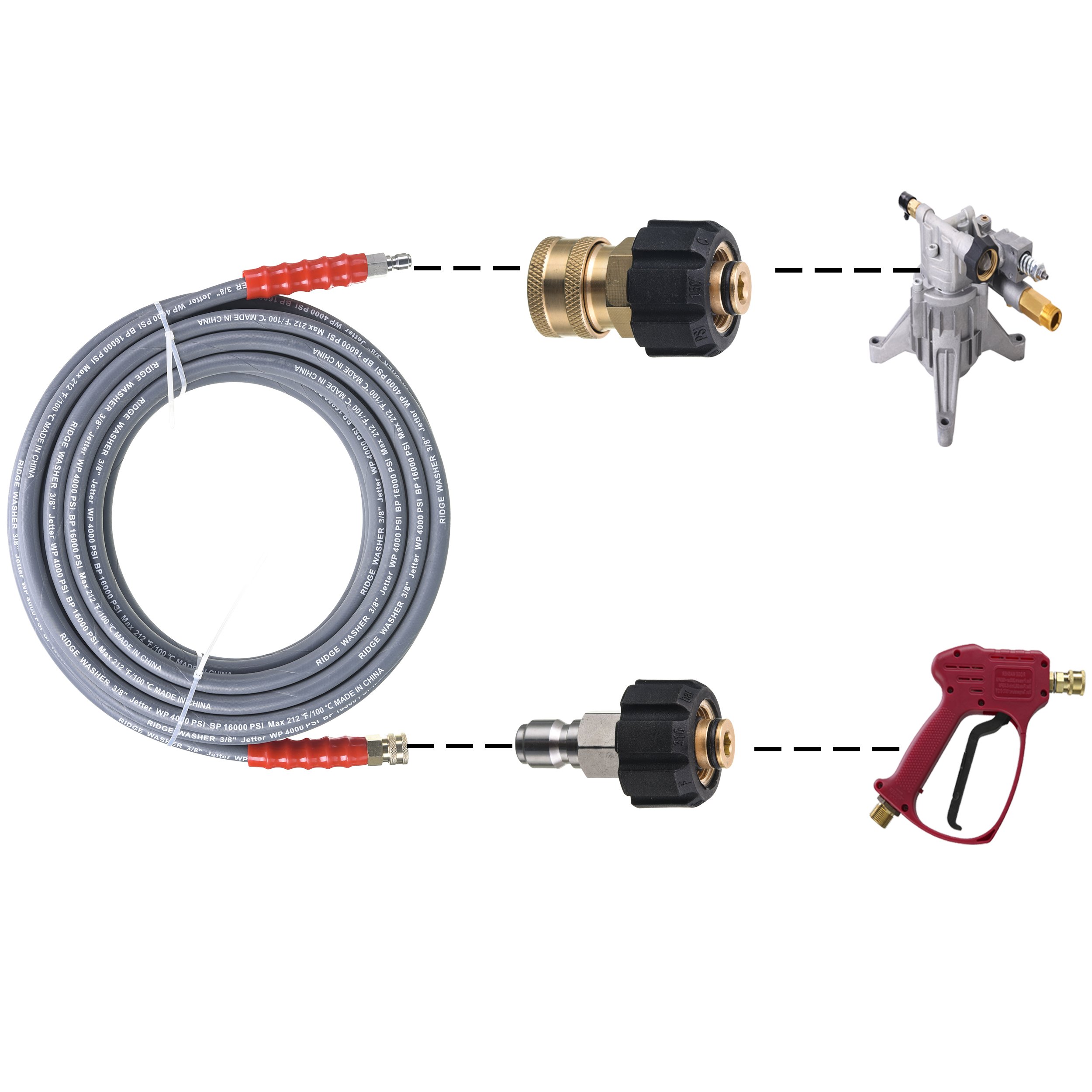 Pressure Washer Black Hose Pip Steel Wire Tube 3/8 Replacement Car Washer Hose For Hot And Cold Water
