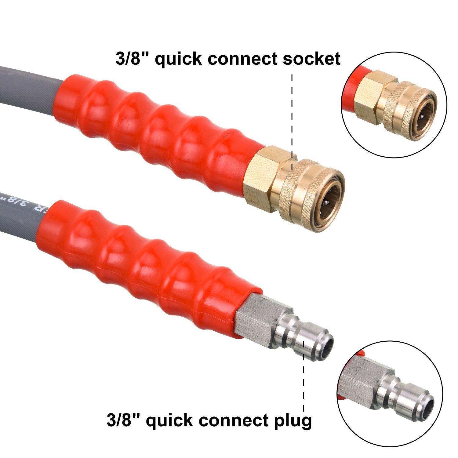 Pressure Washer Black Hose Pip Steel Wire Tube 3/8 Replacement Car Washer Hose For Hot And Cold Water