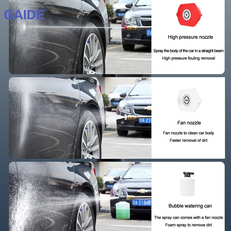 GAIDE Car Washer Gun Pump Car Washing and Other 40mpa Max. Pressure Cleaning Lithium Battery Brush Motor 6 Months GAIDE or OEM
