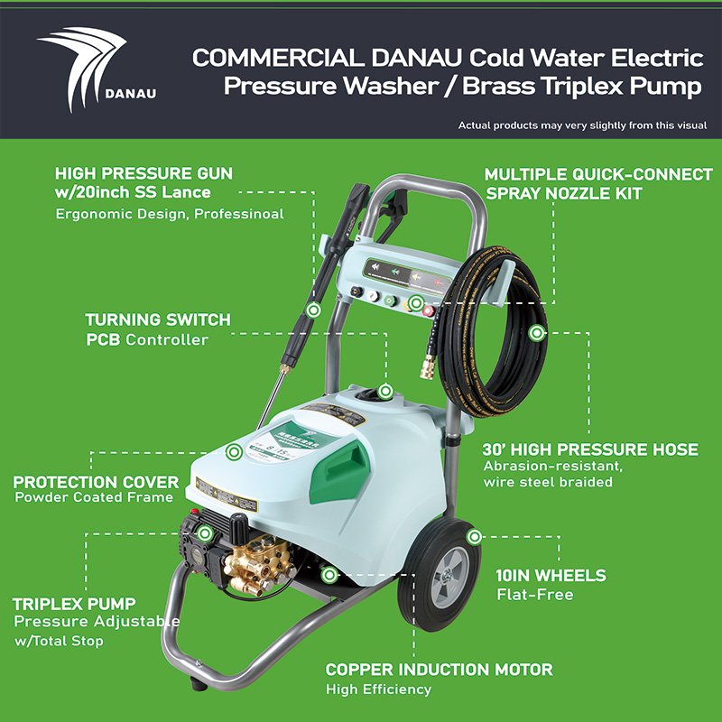 DANAU DCCL-16/9LT-3S4 Idropulitrice 220V 3Kw Portable Electric Power High Pressure Cleaner Car Washer