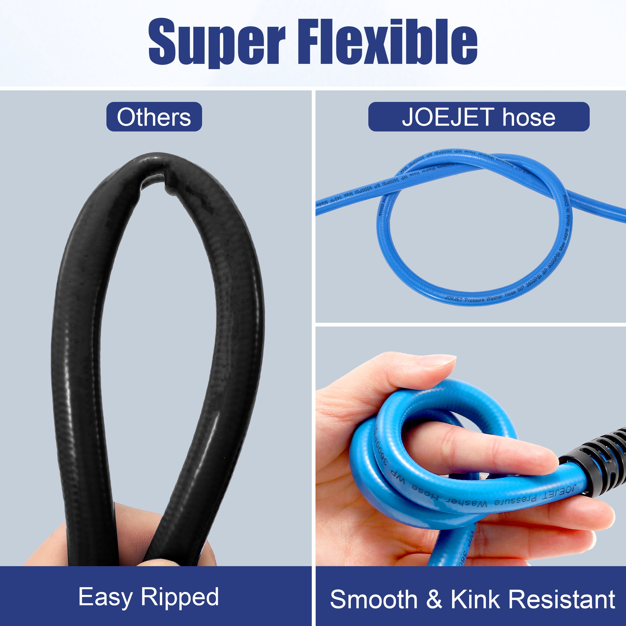 Flexible Pressure Washer Hose 100 Ft Kink Resistant Replacement Hose With M22 Fittings