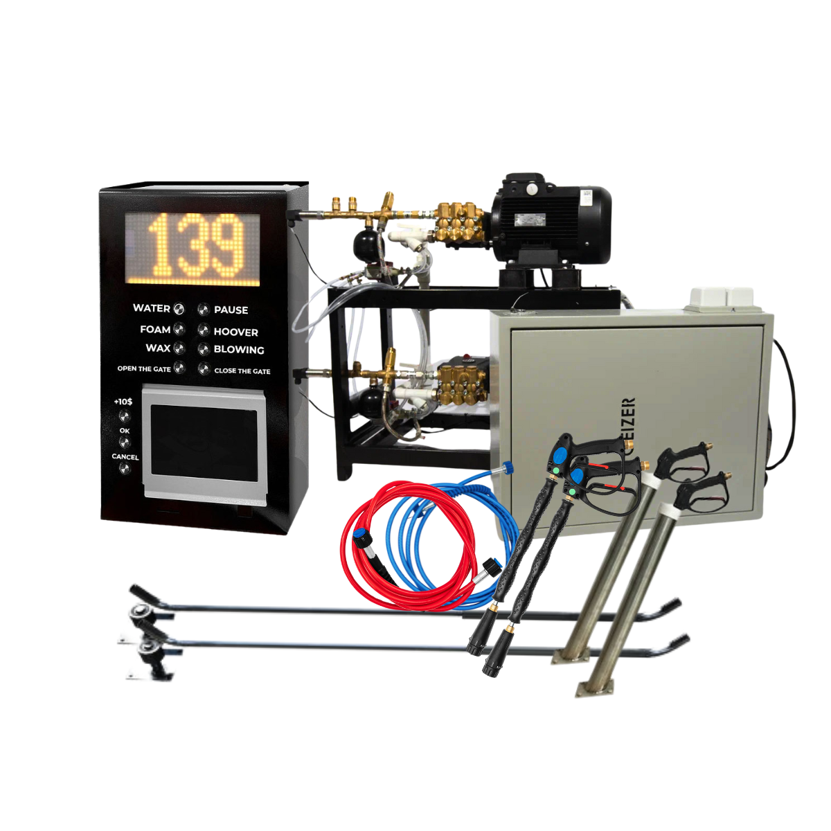 GEIZER Manufacturer's Unattended Terminal Control Panel Kiosk Easy-to-Use Self-Service Car Wash Steel Copper Car Pressure Washer