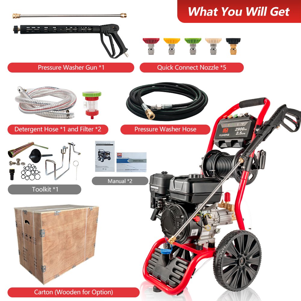 Kuhong Jet Washer High Pressure 200bar 2900psi Electric High Pressure Car Washer