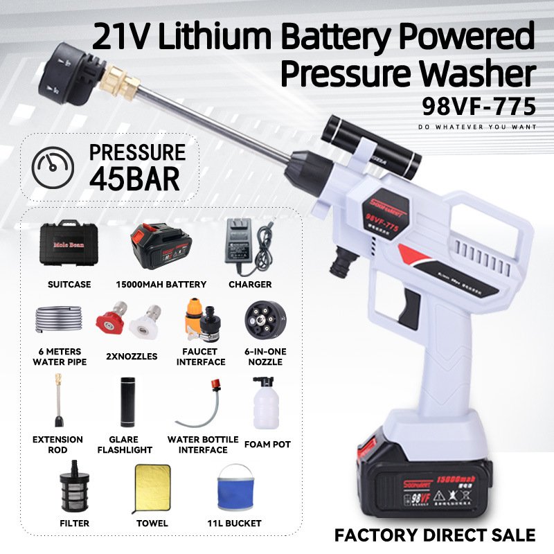 Lithium Battery Cordless Car Washer Wireless Car Wash Gun Portable Car Pressure Washer Machine