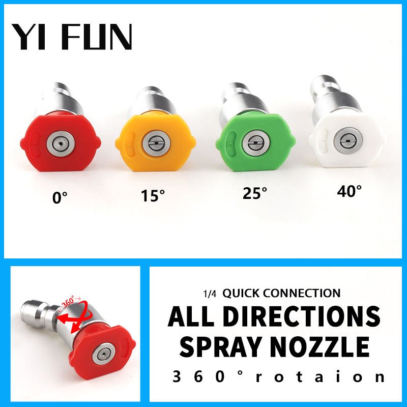 NBT High Pressure Washer Accessories 360 Degree Rotating Water Gun Nozzle 1/4 Quick Connection Sprayer Nozzle