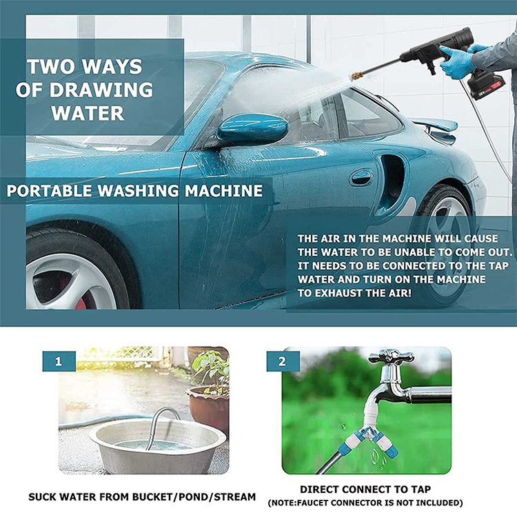 24v 48v Portable lithium battery rechargeable spyra car cordless high pressure plastic car washer wash water gun machine in 2024