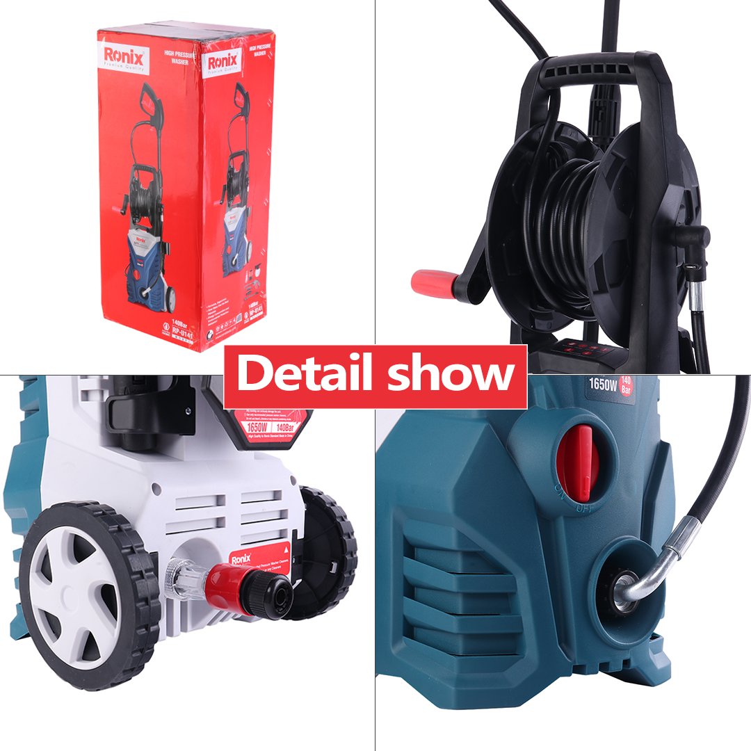 RONIX RP-U141 Professional High-performance 1650W Universal Motor 140Bar High Pressure Car Washer