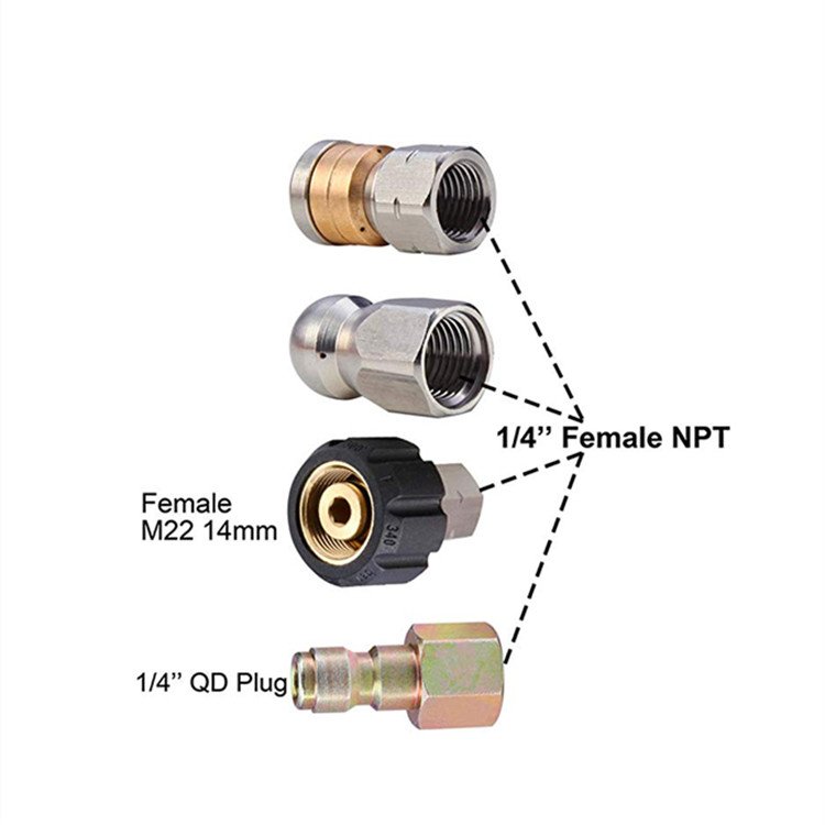 High Quality Sewer Jetter Nozzles Kit Drain Cleaning Hose for Pressure Washer Button Nose Rotating Sewer Jetting
