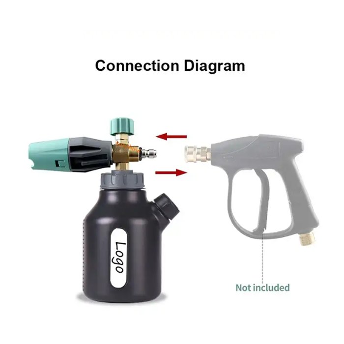 2024 New Black Bottle Snow Foam Cannon High Pressure Adjustable Foam Nozzle Car Washing Foam Lance